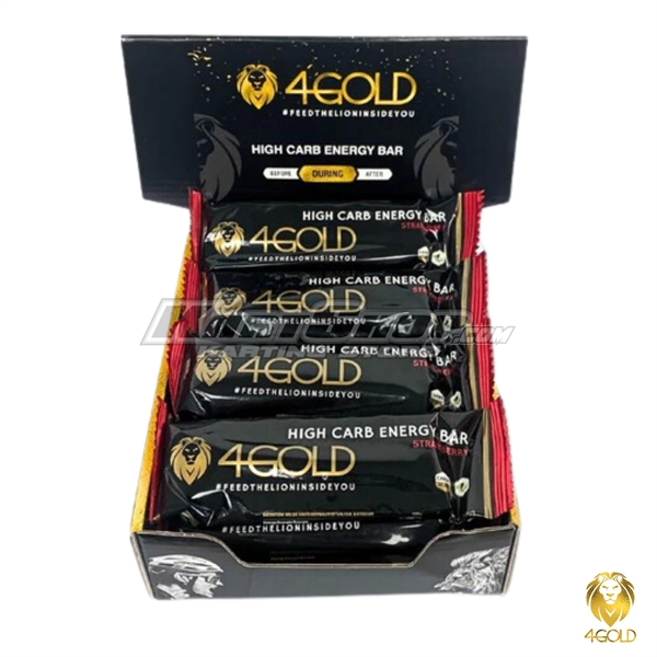 High-Carb Energibar, Jordbær, 12 stk, 4Gold